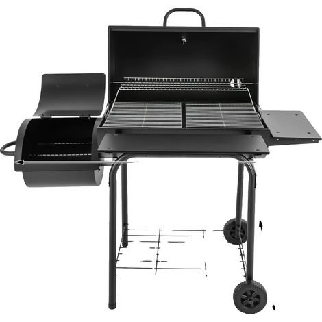 Gril à charbon, design autoportant, grande surface de cuisson, noir (1/2)