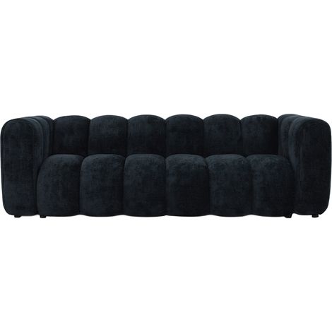 Mobilier Deco – Canapé droit 3 places en tissu noir – Design contemporain avec accoudoirs larges – Confort optimal pour salon moderne (1/5)