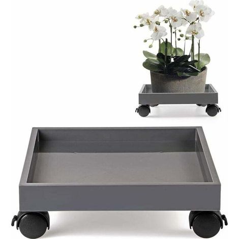 Supporto per vasi di fiori con ruote, supporto per piante con ruote, sottovaso in ABS, per spostare vasi di fiori, piante da fiore da terrazza, capacità di carico 50 kg (quadrato)