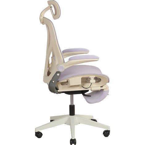 Sedia da ufficio ergonomica pieghevole in rete viola con poggiatesta 3D e poggiapiedi (1/5)