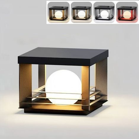 Lampe sur poteau extérieure étanche, IP65, 4 couleurs de lumière, lampe sur poteau de clôture carrée, convient aux cours, villas et murs. (1/5)