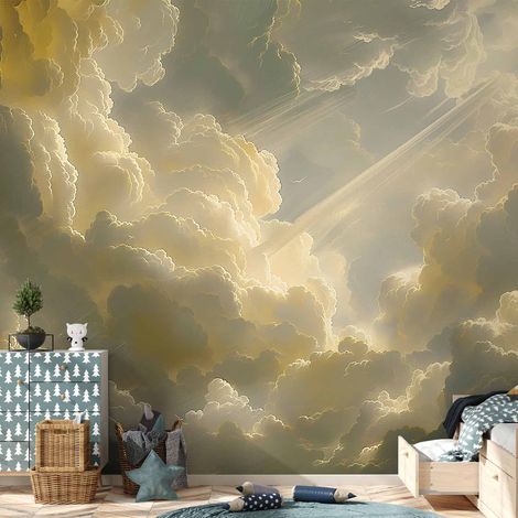 Papier peint photo - Un jeu de couleurs époustouflant sur fond de nuages (1/4)