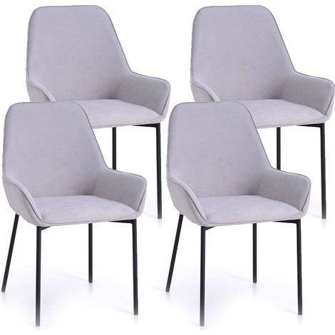 Set 4 Sedie 54x53x89 cm in Similpelle Grigio Chiaro (1/4)