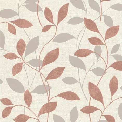 Modern Leaf Wallpaper Red Terracotta Blown Vinyl Paste the Wall Living Room (1/4)