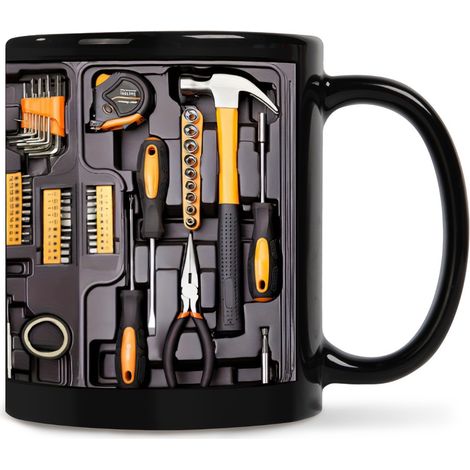 Tasse À Café - Boîte À Outils En Céramique - 330 ml - Design Outil Des Deux Côtés - Compatible Atelier Mécanique - 1 Pièce
