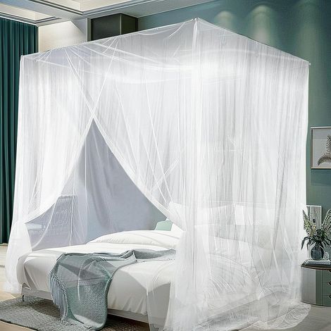 Moustiquaire de Lit Carrée 200 x 220 x 210 cm - Grand Format pour Lits Simples et Doubles - Isolation Efficace Contre Les Moustiques Extérieurs (1/5)