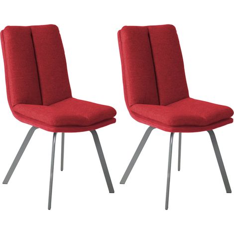 CALLAM - Lot de 2 Chaises Rouges avec Sur-Coussin (1/4)