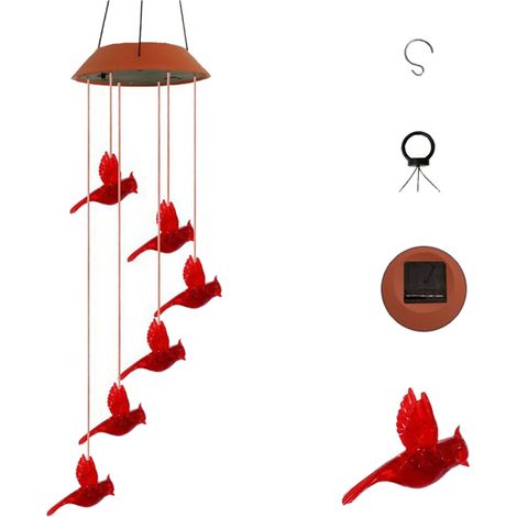 Guirlande Éolienne Solaire - Guirlande Lumineuse à Oiseaux - Extérieur Jardin Terrasse Balcon - 25 Pouces - 600 mAh (1/5)