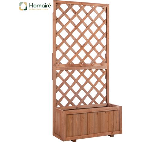 HOMAIRE Hochbeet Pflanzkasten mit Rankgitter Holz Natur für Kletterpflanzen und Blumen