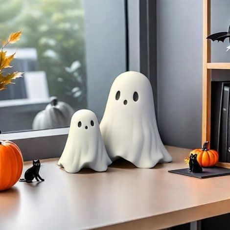 Figurine de fantôme d'Halloween - Statue de fantôme effrayante en résine, décorations de fantôme mignon pour les doigts, parfaites pour l'intérieur et le porche pour Halloween (1/5)