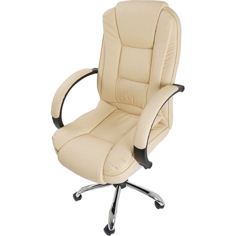 Bürostuhl Chefsessel manager Kippfunktion Drehbarer Bürosessel aus Kunstleder Beige