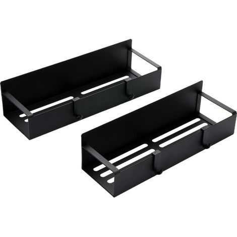Lot de 2 étagères de rangement magnétiques pour réfrigérateur et four, noir (1/5)
