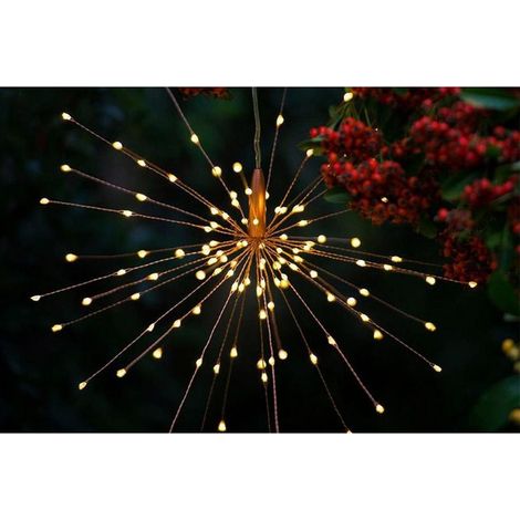 Guirlande lumineuse solaire à 200 LED, effet feu d'artifice, étanche, 40 branches (1 paquet, blanc chaud) (1/5)