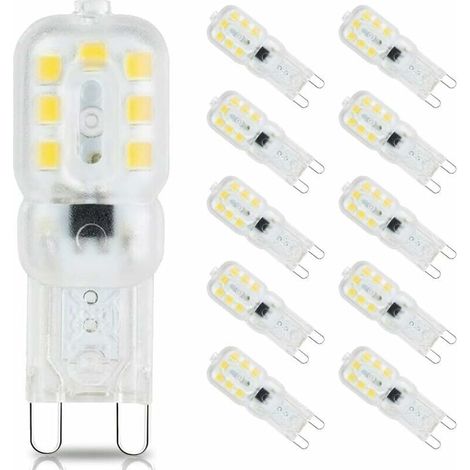 Bardusch-Ampoule Led G9, 3W G9 Led Lampes(Équivalent à 33W Halogène Ampoules G9), Led G9 Ampoules Blanc Froid 6000K, sans Scintillement, 360 Degrés Angle, AC 220 240V, Lot de 10 [Classe énergétique E] (1/4)