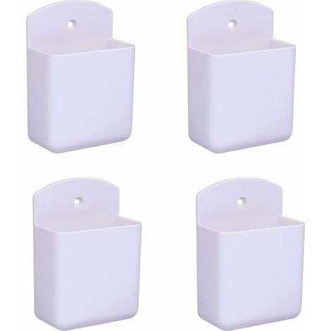 Paquete de 4 soportes para control remoto blancos, soporte de pared para almacenamiento multimedia, para el hogar, la oficina y el dormitorio. (1/5)