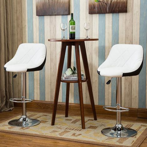 DazHom® Chaise de bar cuillère dos blanc et noir à l'avant (1/5)