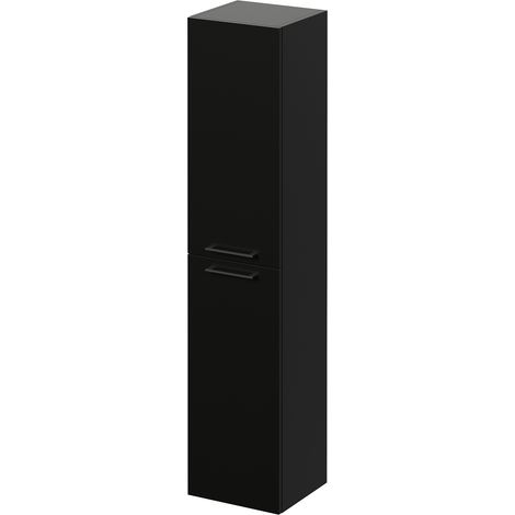 Napoli Matt Black 350mm x 1600mm Wall Mounted 2 Door Storage Unit - 350mm - Gunmetal Grey 160mm Handle