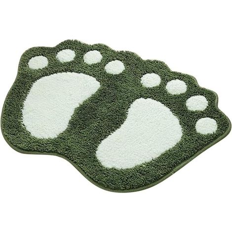 Tapis de bain antidérapant, séchage rapide, absorbant l'eau, idéal pour la chambre, la cuisine, le couloir, l'entrée, en coton, vert,taille M (60 x 40 cm) (1/5)