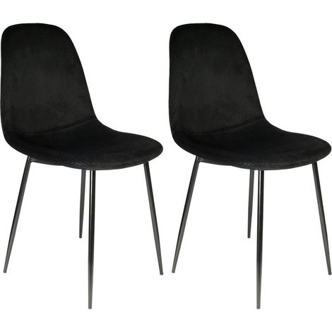 ALESSIA - Lot de 2 Chaises Velours Côtelé Noires (1/5)