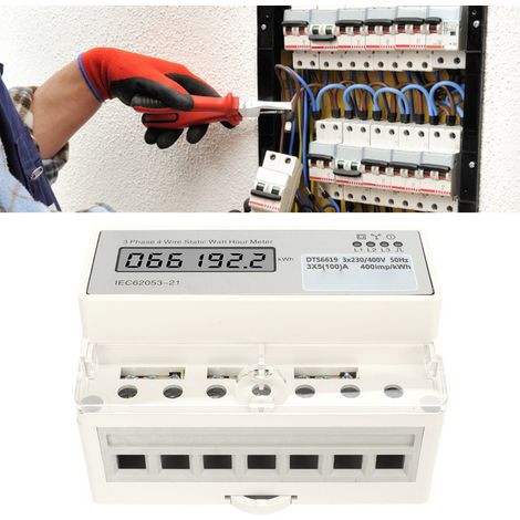 Dreiphasen-Vierleiter-Elektronikzähler, DIN-Schienen-Ausführung, LCD-Anzeige, Haushaltsenergiezähler, 7P, AC230V/400V, 5A. (1/5)