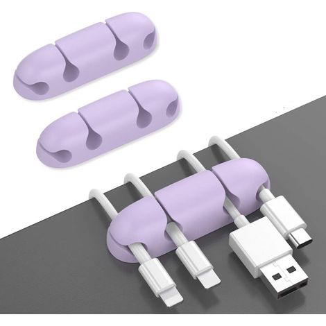 Cord Holder - 4-Slot Cable Clip with Strong Adhesive - for Desk Office Car Home - 3 Pieces (1/5)