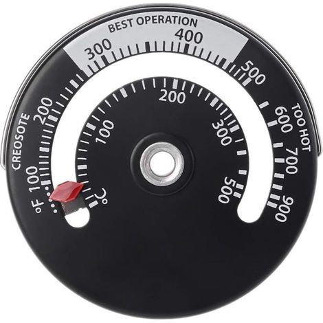 Thermomètre de Poêle Magnétique Thermomètre de Tuyau de Poêle à Feu pour Le Compteur de Température pour Tuyau de Cheminée en Bois Rond Four (1/4)