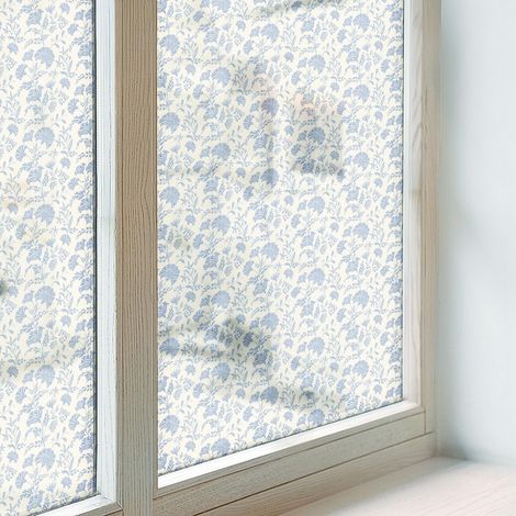 Klebefolie 200x100 cm Milchglas Blickdicht Folie für Badezimmer Schlafzimmer Dekorfolie PVC Dekorativ Selbstklebend Sichtschutz Fenster Blumenmuster