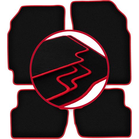 Alfombrillas de terciopelo con borde rojo para Chevrolet Spark III M300 hatchback (2009-2015) (1/5)