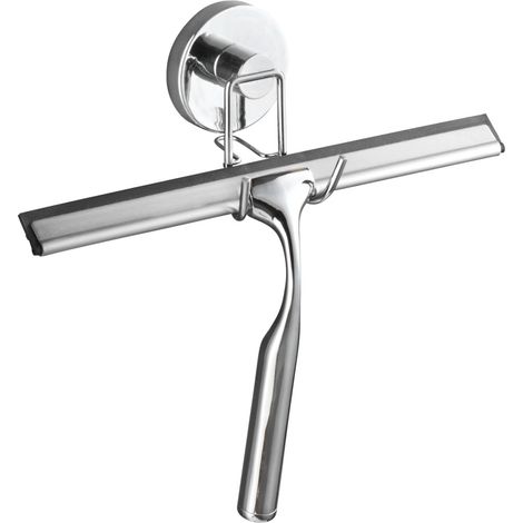 WENKO Vacuum-Loc® Duschabzieher 2er Set, Befestigen ohne bohren, Silber glänzend, Stahl chrom, Edelstahl rostfrei glänzend