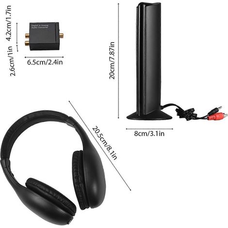 Kabelloser Kopfhörer zum Fernsehen mit Sender und Decoder, 5-in-1-TV-Over-Ear-Headset, 30 m Kabel (1/4)