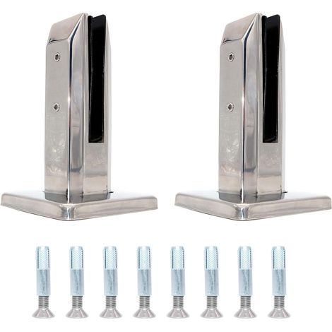 Juego de 2 abrazaderas para vallas de vidrio, abrazaderas de acero inoxidable para vidrio, abrazaderas de acero inoxidable 304 para escaleras, para barandillas de balcones y piscinas para vidrio de 8 