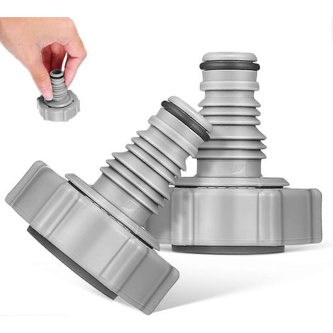 Housoutil Lot de 2 adaptateurs tuyau piscine connecteurs tuyau aspirateur compatibles Bestway P6h1419 gris Ø32 mm (1/5)