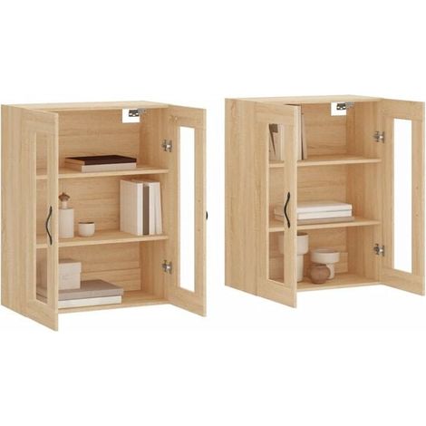 Armoire Penderie Murale 2 Pièces, Meuble de Rangement en Bois d'Ingénierie Couleur Chêne Sonoma (1/5)