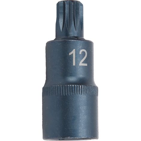 Bussola per cacciavite a 12 punte da 1/2" – M12 – brunita – acciaio legato S2 – adattatore per inserti – forza di bloccaggio rinforzata