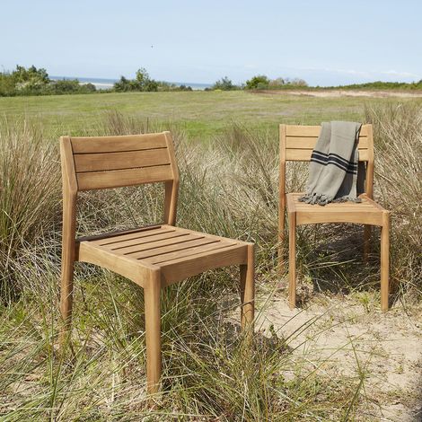 Lot de 2 chaises de jardin en teck recyclé massif (1/5)