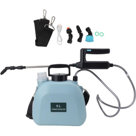 Pulvérisateur électrique alimenté par batterie, poignée élargie antidérapante, sac à dos, pulvérisateur de mauvaises herbes pour plantes, fleurs agricoles, 5L bleu (1/5)