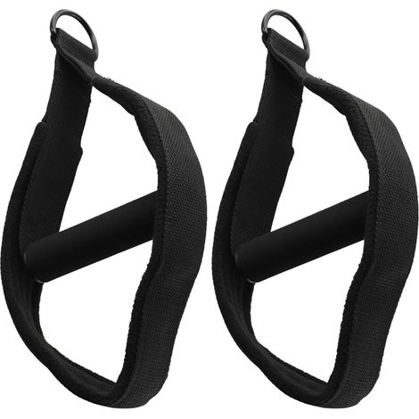 Double loop Pilates foot ring straps in fleece with D-rings, double length bars for home workout, gym, fitness
