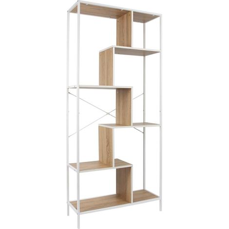Etagère - HOME DECO FACTORY - Edison - Industrielle - Blanc et marron (1/5)