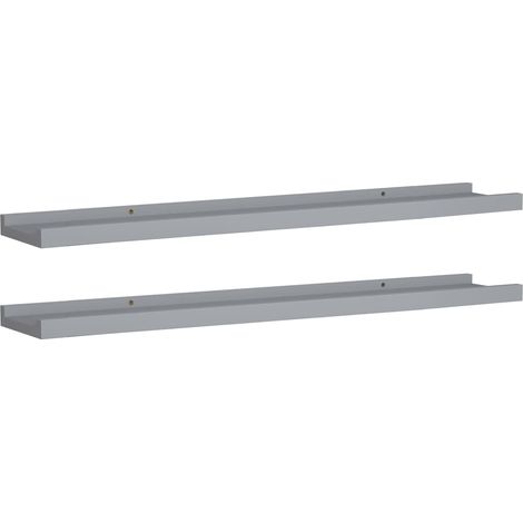 Étagères à rebord pour cadre photo 2 pcs,Étagère flottante Gris 80x9x3 cm MDF CFW45094 (1/5)