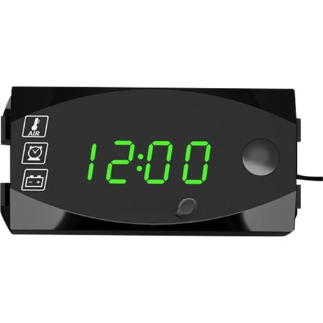 Horloge numérique 3 en 1 pour moto (6-30 V CC) + thermomètre + voltmètre, étanche IP67, testeur de batterie, indicateur de niveau de batterie pour voiture, bateau et marine