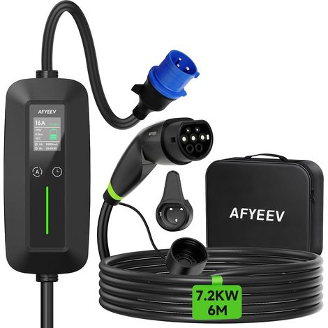 7.2kW Chargeur Voiture Electrique 6M, Cable Recharge Type 2 6-32A (1/5)