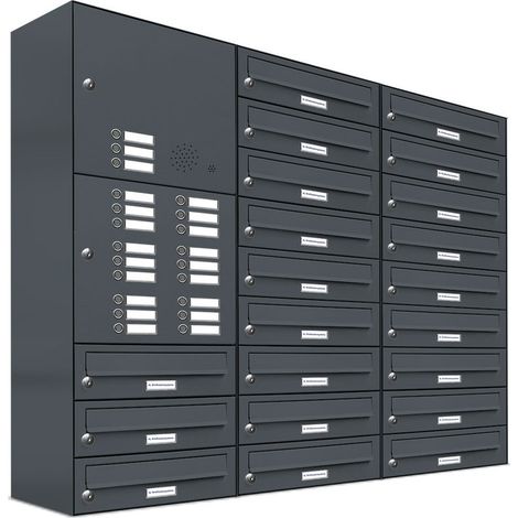 21er Briefkasten Anlage Aufputz - Wandmontage RAL 7016 Anthrazit Klingel (1/5)