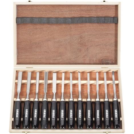 CONJUNTO JEUGO DE 12 CINCELES DE CORTE PARA MADERA FERVI 0306 (1/4)