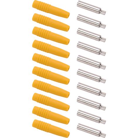 10 Pièces Connecteurs Banane 2mm avec Manchon Isolant Jaune pour Câbles de Test