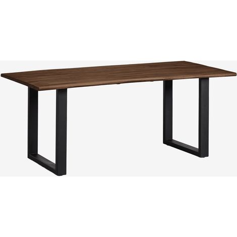 Table à manger rectangulaire en bois d'acacia et en acier (180x90 cm) Maupi SKLUM Noir (1/5)