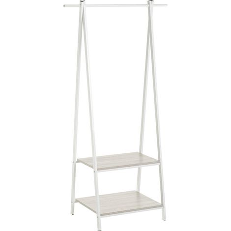 Portant vêtements bois et métal blanc - 55x45x150cm (1/4)