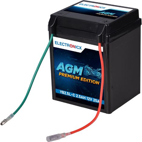 Electronicx AGM-Motorradbatterie YB2.5L-C 12V 2,5Ah – Wartungsfrei, Leistungsstark & Langlebig für Motorräder, Roller & ATV - Premium Batterie 12V