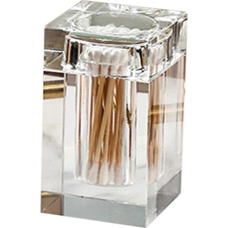 Luxuriöse Zahnstocherbox aus Glas, Aufbewahrungsdose für Wattestäbchen und Zahnseide, durchsichtiger Glasbehälter. (1/5)