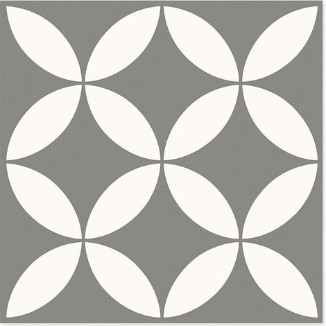JSSEVN - 10 pcs Self-Adhesive Wall Tiles - Ideal for kitchen and bathroom - Set of 10 Adhesive Squares with Grey and White Rosette Pattern 30 x 30 cm (1/4)