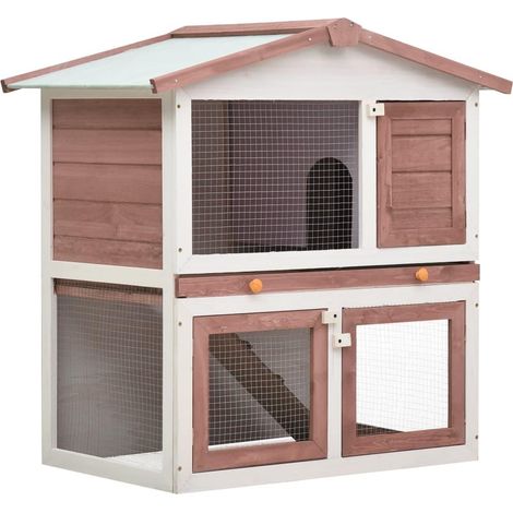 Gabbia da esterno 3 porte 94 x 60 x 98 cm legno marrone 020000590